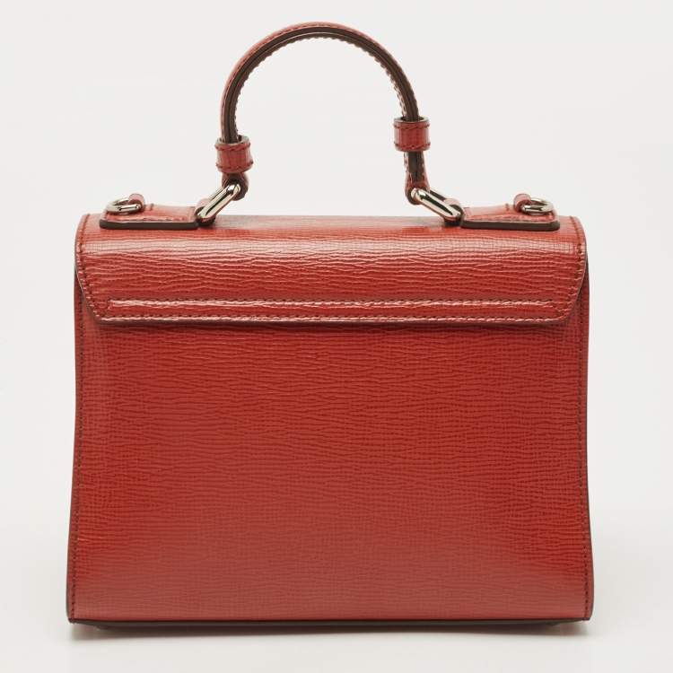 Pre Owned Dolce & Gabbana Brick Brown Leather Small Miss Monica Top Handle Bag