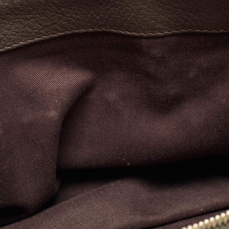 Pre Owned Dolce & Gabbana Khaki Green Pleated Leather Tassel Hobo