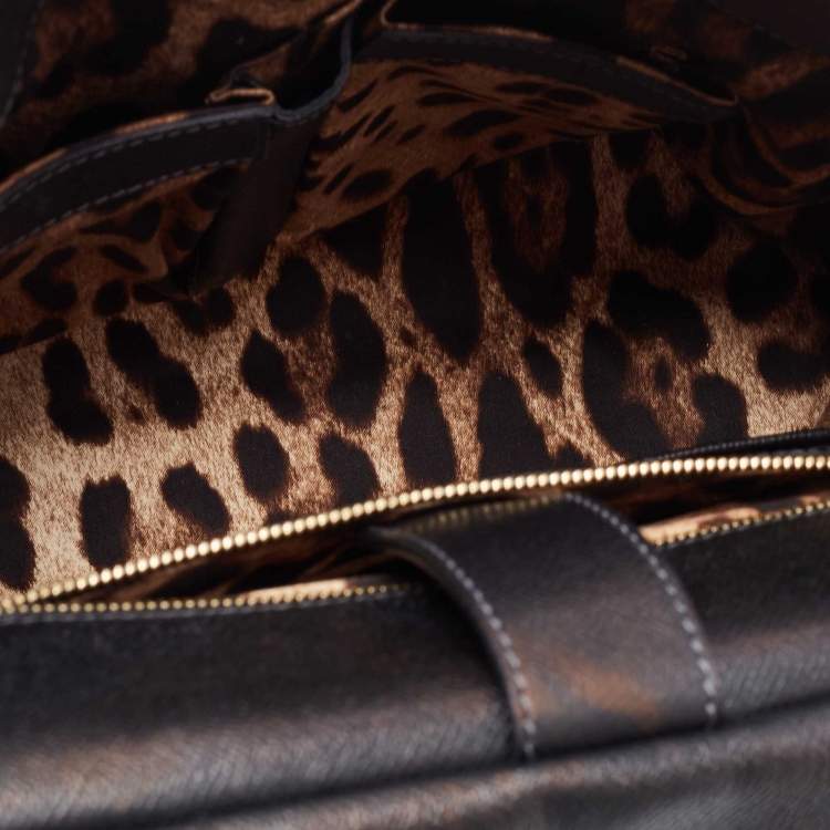Pre Owned Dolce & Gabbana Black Leather Large Miss Sicily Top Handle Bag