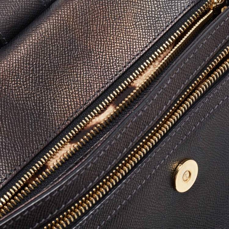 Pre Owned Dolce & Gabbana Black Leather Large Miss Sicily Top Handle Bag