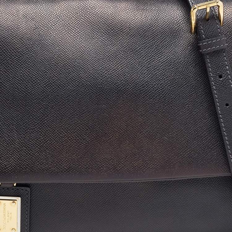 Pre Owned Dolce & Gabbana Black Leather Large Miss Sicily Top Handle Bag