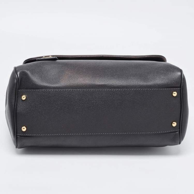 Pre Owned Dolce & Gabbana Black Leather Large Miss Sicily Top Handle Bag