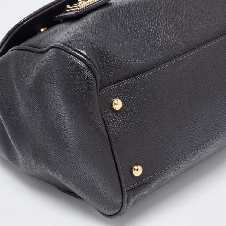 Pre Owned Dolce & Gabbana Black Leather Large Miss Sicily Top Handle Bag