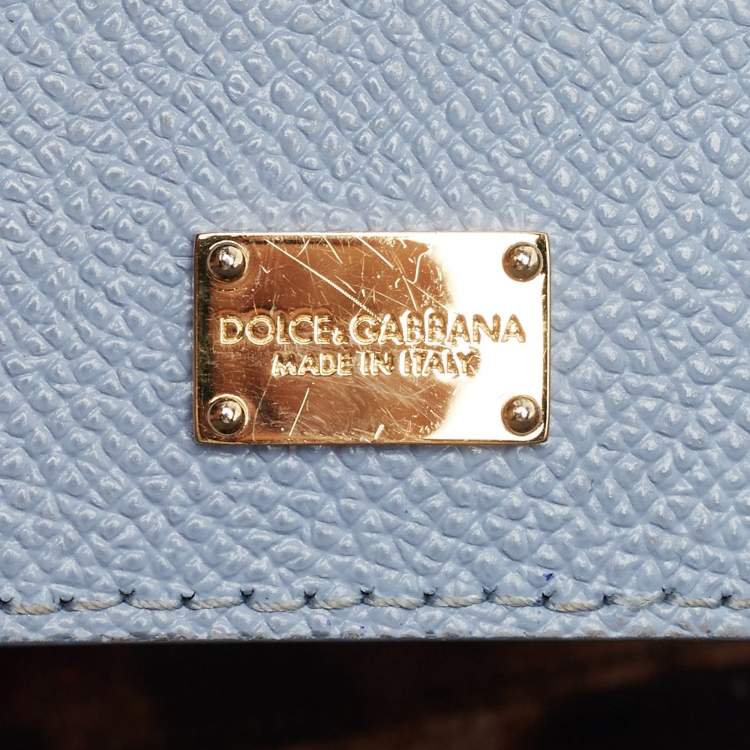 Pre Owned Dolce & Gabbana Pale Blue Leather Medium Miss Sicily Top Handle Bag