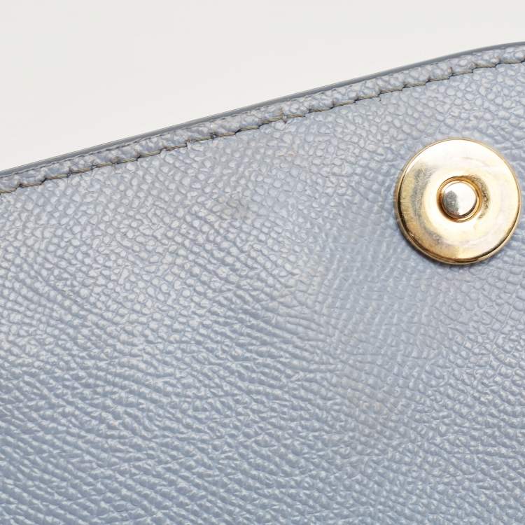 Pre Owned Dolce & Gabbana Pale Blue Leather Medium Miss Sicily Top Handle Bag