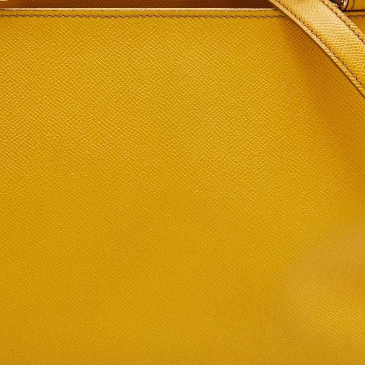 Pre Owned Dolce & Gabbana Yellow Leather Miss Sicily Shopper Tote