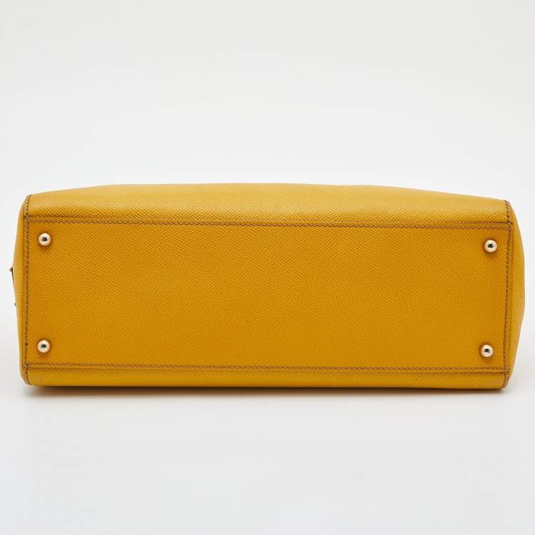 Pre Owned Dolce & Gabbana Yellow Leather Miss Sicily Shopper Tote