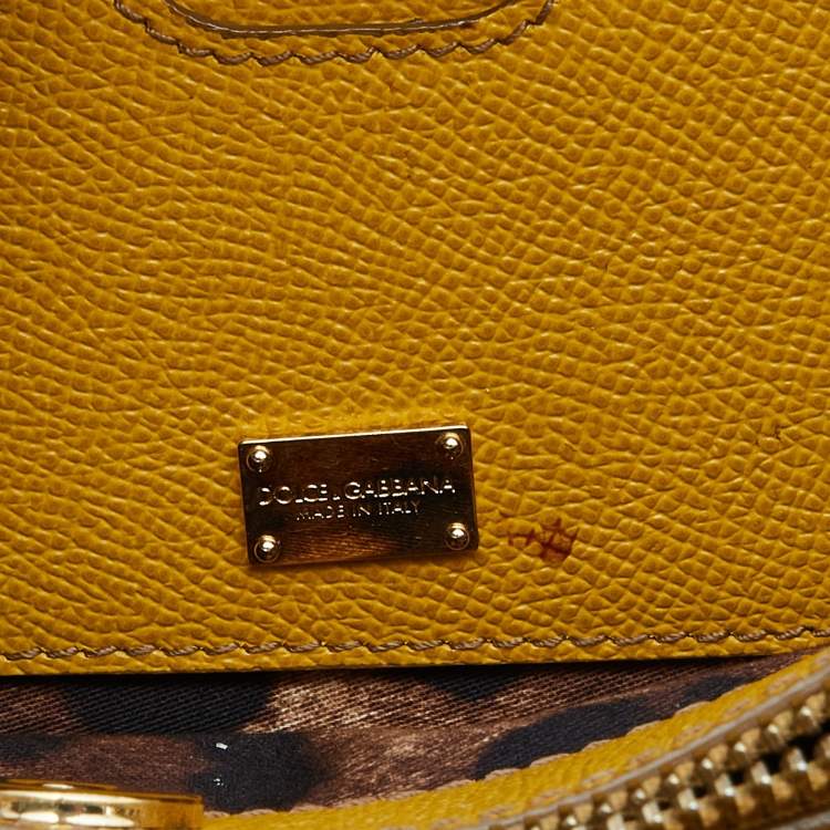 Pre Owned Dolce & Gabbana Yellow Leather Miss Sicily Shopper Tote