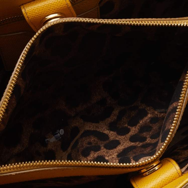 Pre Owned Dolce & Gabbana Yellow Leather Miss Sicily Shopper Tote