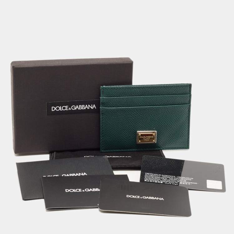 مملوكة مسبقًا Dolce & Gabbana Green Leather Card Holder