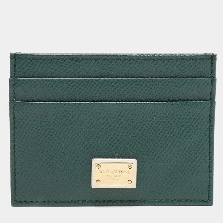 مملوكة مسبقًا Dolce & Gabbana Green Leather Card Holder