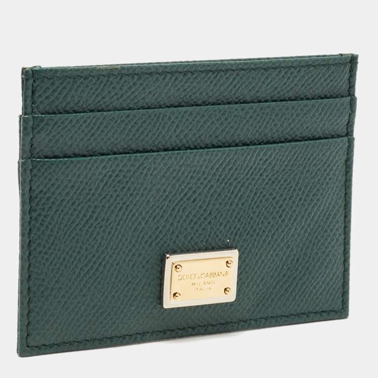 مملوكة مسبقًا Dolce & Gabbana Green Leather Card Holder