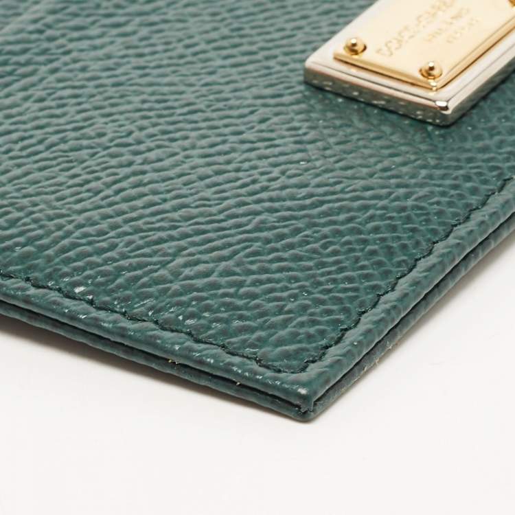 مملوكة مسبقًا Dolce & Gabbana Green Leather Card Holder
