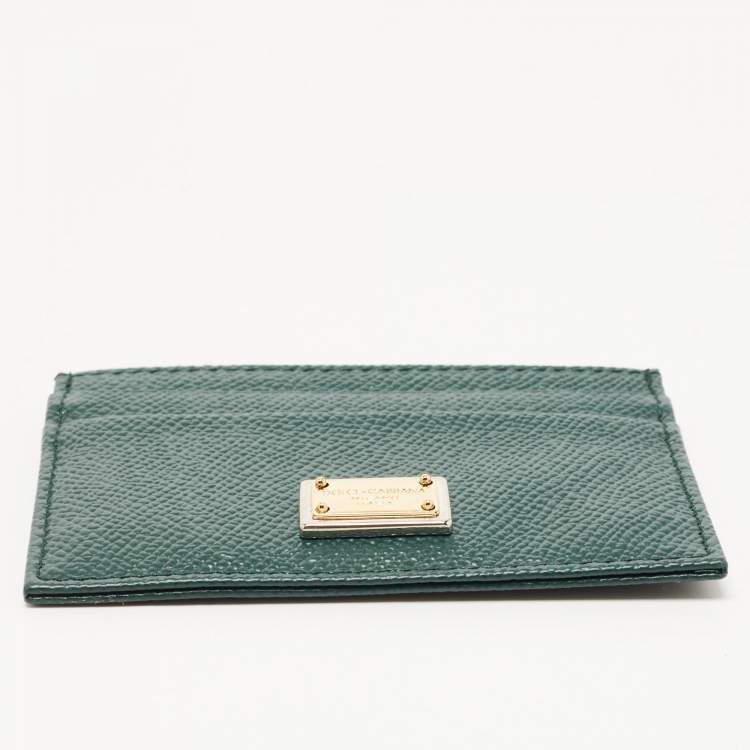 مملوكة مسبقًا Dolce & Gabbana Green Leather Card Holder