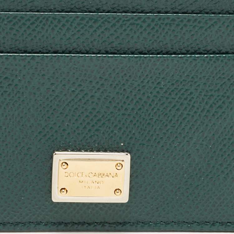 مملوكة مسبقًا Dolce & Gabbana Green Leather Card Holder