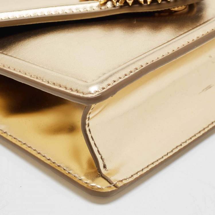 Pre Owned Dolce & Gabbana Gold Leather Small Devotion Top Handle Bag