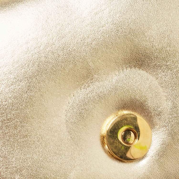 Pre Owned Dolce & Gabbana Gold Leather Small Devotion Top Handle Bag