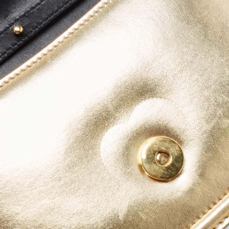 Pre Owned Dolce & Gabbana Gold Leather Small Devotion Top Handle Bag