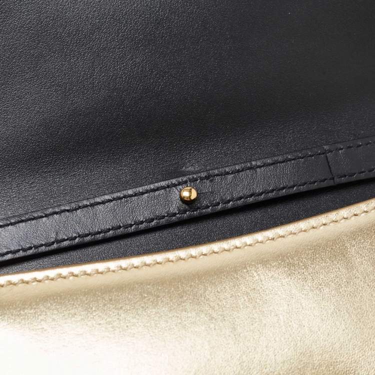 Pre Owned Dolce & Gabbana Gold Leather Small Devotion Top Handle Bag