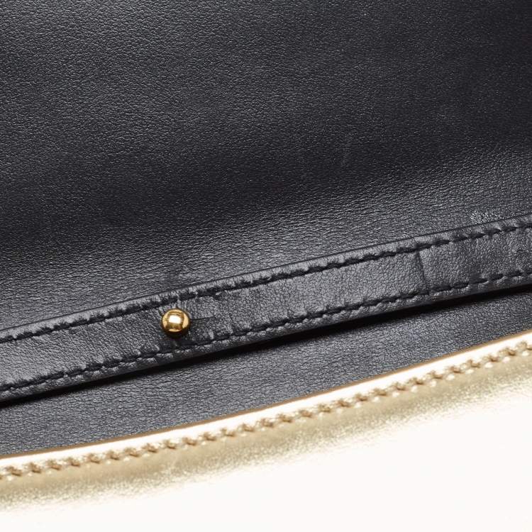 Pre Owned Dolce & Gabbana Gold Leather Small Devotion Top Handle Bag