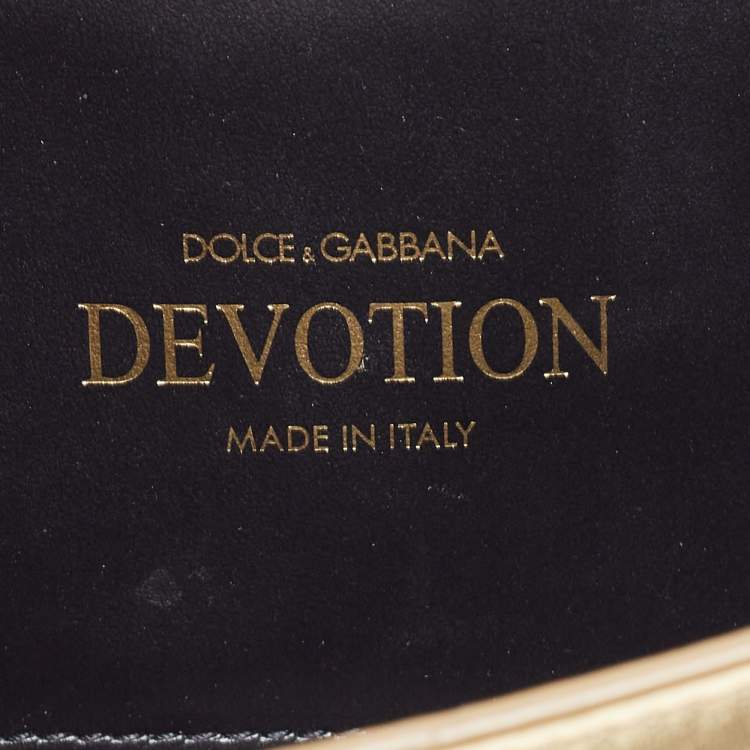 Pre Owned Dolce & Gabbana Gold Leather Small Devotion Top Handle Bag
