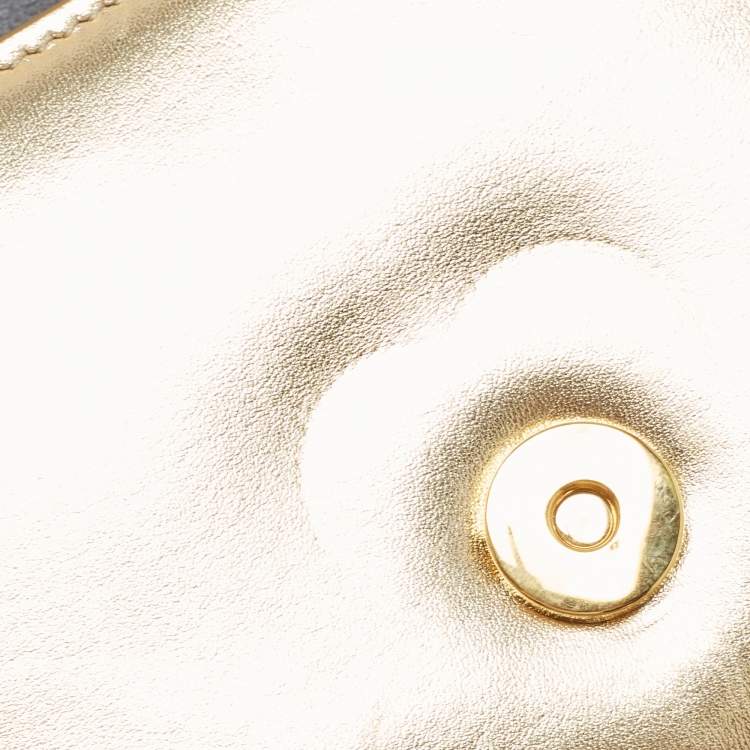 Pre Owned Dolce & Gabbana Gold Leather Small Devotion Top Handle Bag