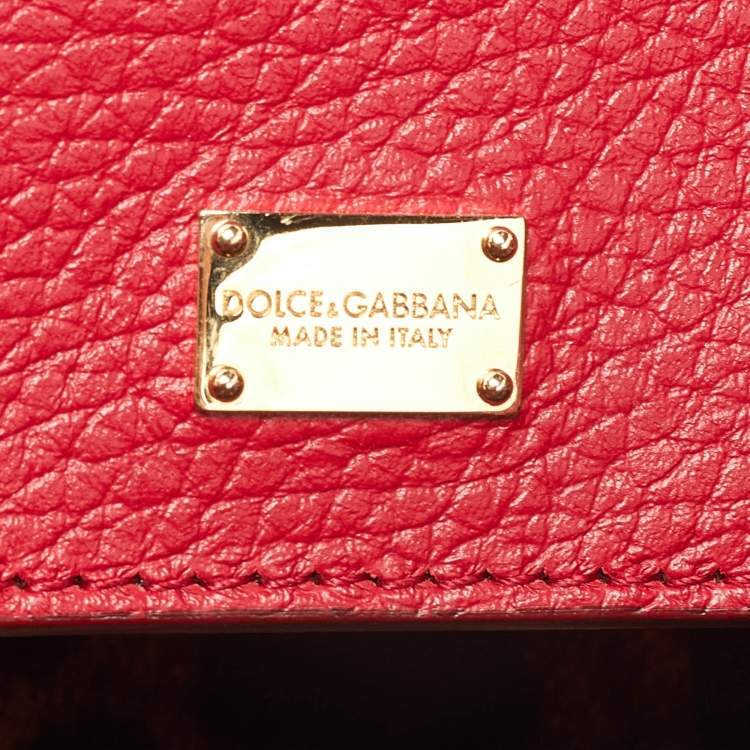 Pre Owned Dolce & Gabbana Red Leather Miss Sicily Top Handle Bag