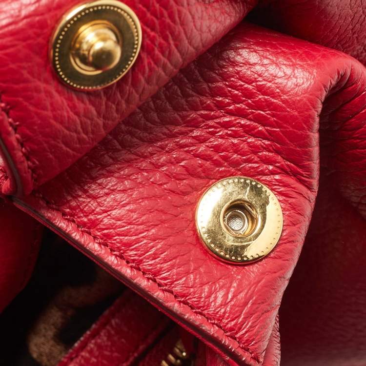 Pre Owned Dolce & Gabbana Red Leather Miss Sicily Top Handle Bag