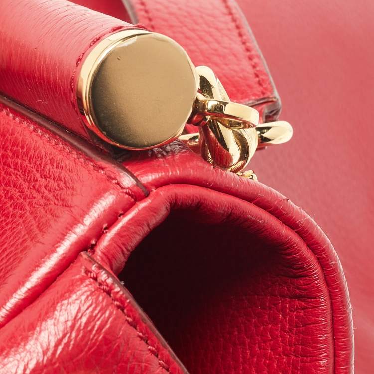 Pre Owned Dolce & Gabbana Red Leather Miss Sicily Top Handle Bag