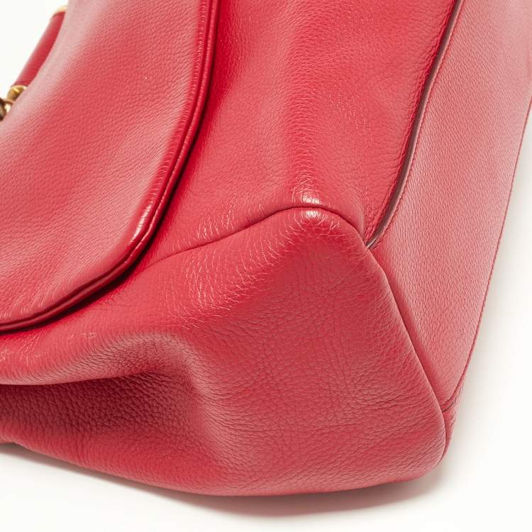 Pre Owned Dolce & Gabbana Red Leather Miss Sicily Top Handle Bag