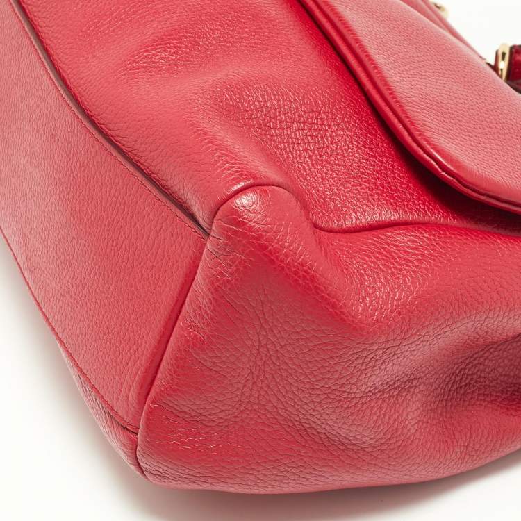 Pre Owned Dolce & Gabbana Red Leather Miss Sicily Top Handle Bag