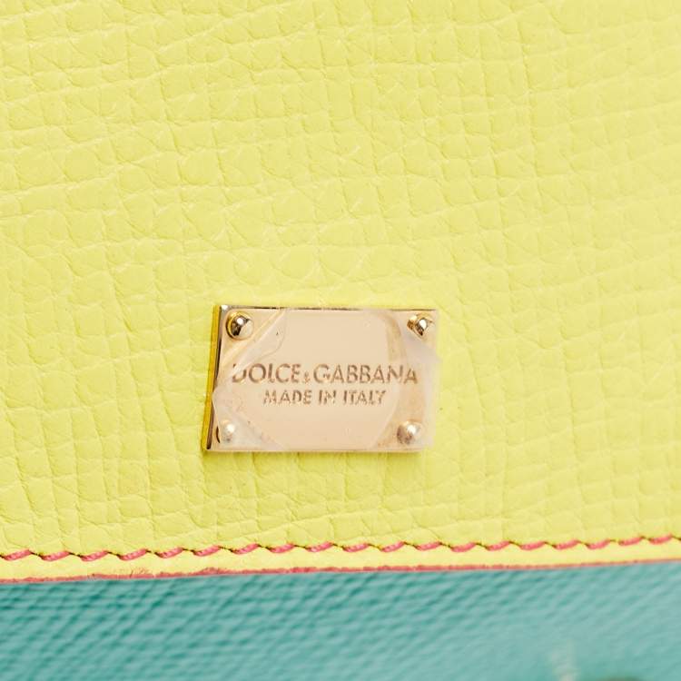 Pre Owned Dolce & Gabbana Tricolor Leather Medium Miss Sicily Top Handle Bag
