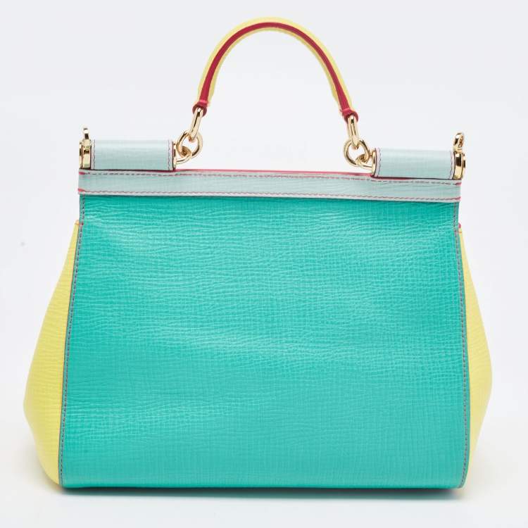 Pre Owned Dolce & Gabbana Tricolor Leather Medium Miss Sicily Top Handle Bag