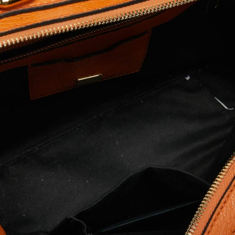 Pre Owned Dolce & Gabbana Orange Leather Large Rosaria Box Top Handle Bag