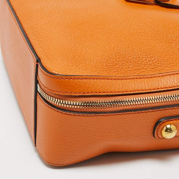 Pre Owned Dolce & Gabbana Orange Leather Large Rosaria Box Top Handle Bag