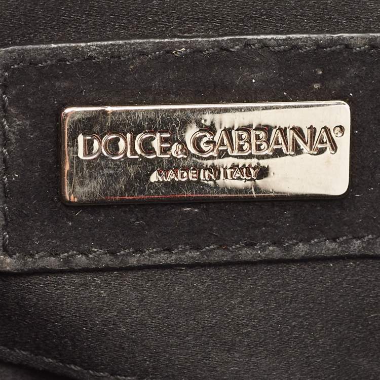 Pre Owned Dolce & Gabbana Black/Brown Suede And Snakeskin Leather Chain Clutch