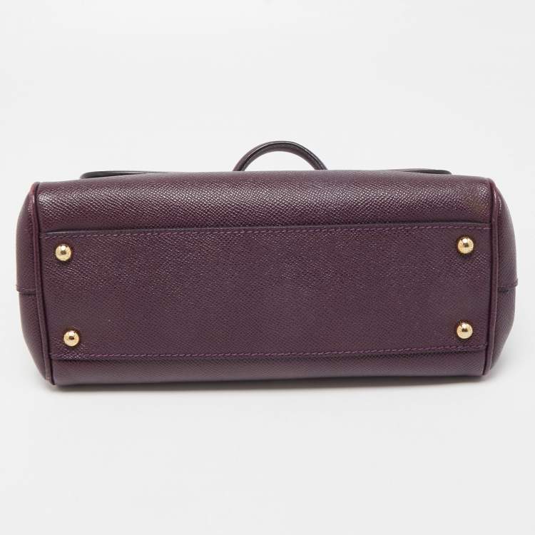 Pre Owned Dolce & Gabbana Purple Leather Medium Miss Sicily Top Handle Bag