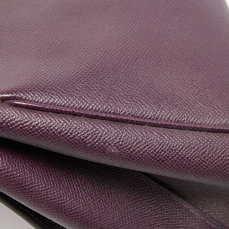 Pre Owned Dolce & Gabbana Purple Leather Medium Miss Sicily Top Handle Bag