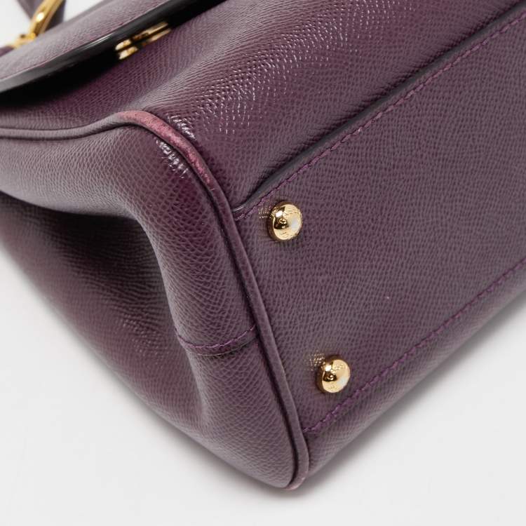 Pre Owned Dolce & Gabbana Purple Leather Medium Miss Sicily Top Handle Bag