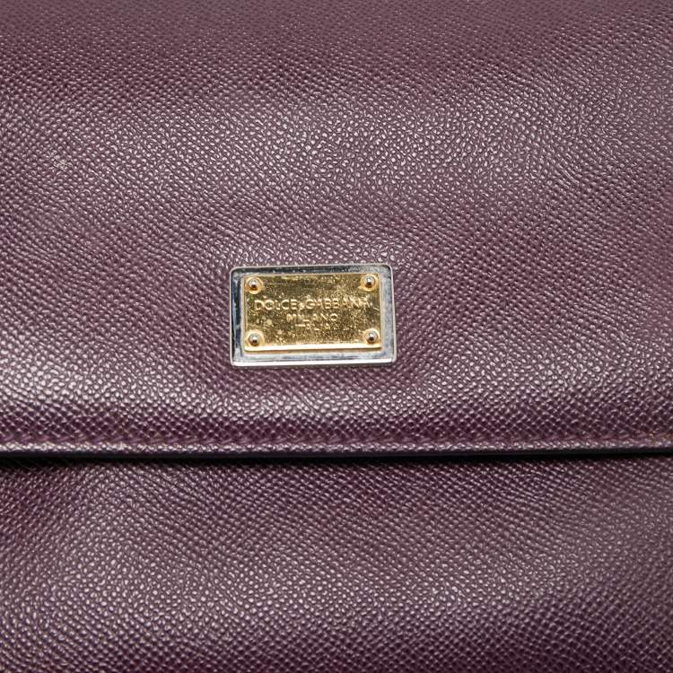 Pre Owned Dolce & Gabbana Purple Leather Medium Miss Sicily Top Handle Bag