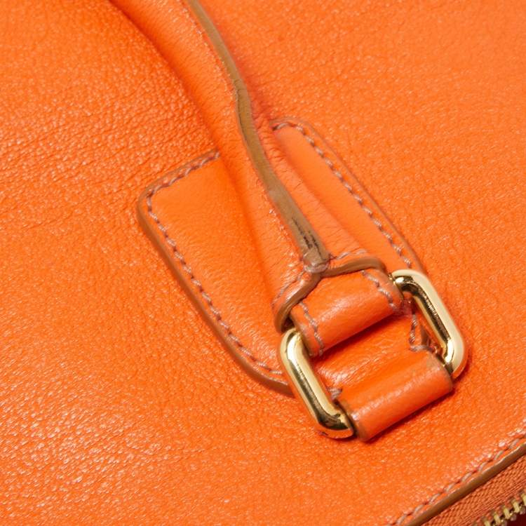 Pre Owned Dolce & Gabbana Orange Leather Twist Laptop Bag