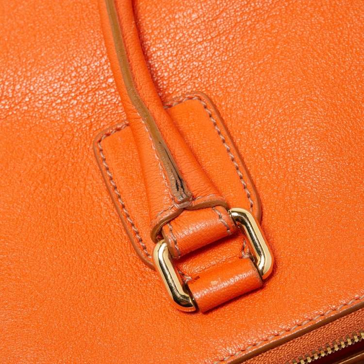 Pre Owned Dolce & Gabbana Orange Leather Twist Laptop Bag