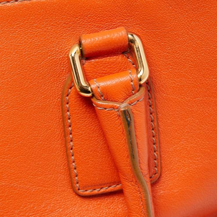 Pre Owned Dolce & Gabbana Orange Leather Twist Laptop Bag
