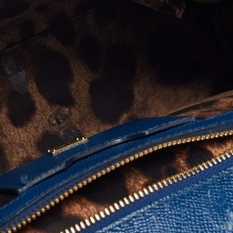 Pre Owned Dolce & Gabbana Blue Leather Medium Miss Sicily Top Handle Bag