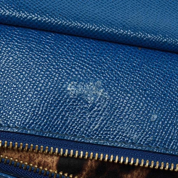 Pre Owned Dolce & Gabbana Blue Leather Medium Miss Sicily Top Handle Bag