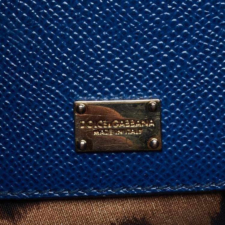 Pre Owned Dolce & Gabbana Blue Leather Medium Miss Sicily Top Handle Bag
