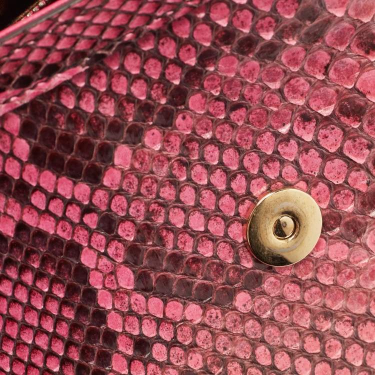 Pre Owned Dolce & Gabbana Pink Python Medium Miss Sicily Top Handle Bag