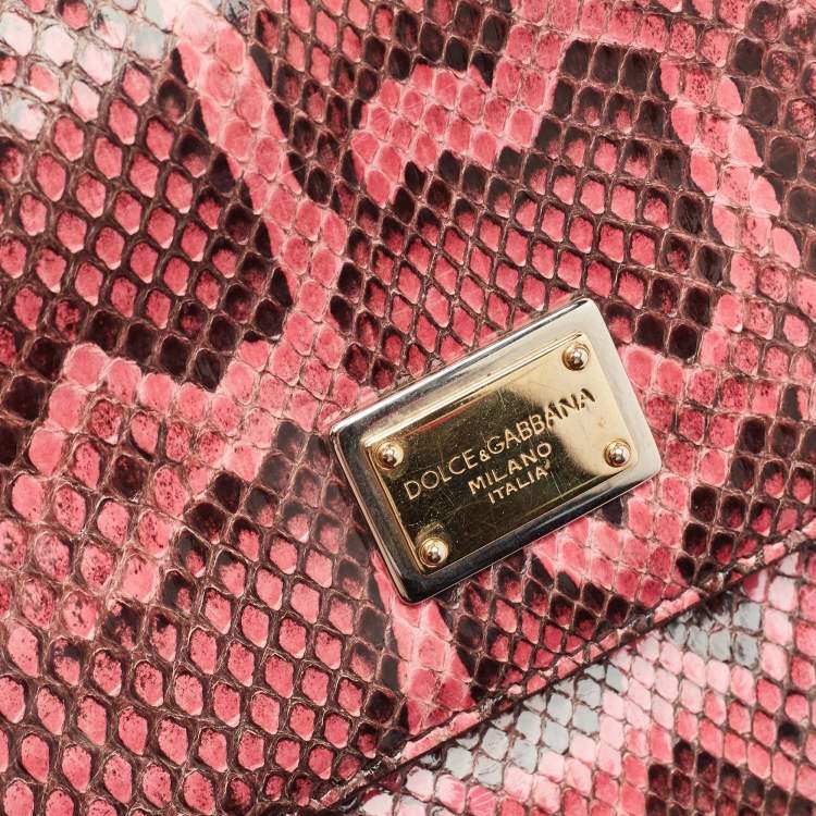 Pre Owned Dolce & Gabbana Pink Python Medium Miss Sicily Top Handle Bag