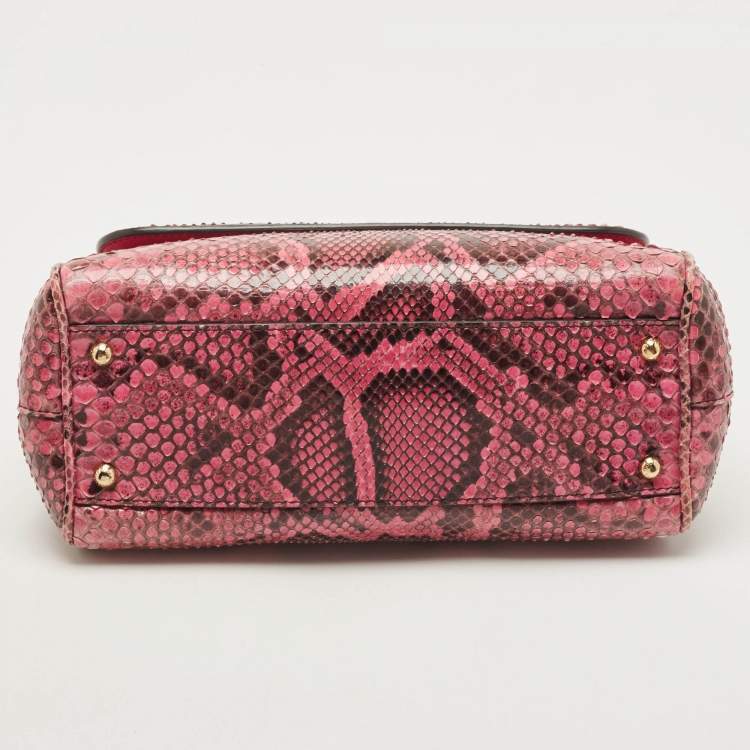 Pre Owned Dolce & Gabbana Pink Python Medium Miss Sicily Top Handle Bag