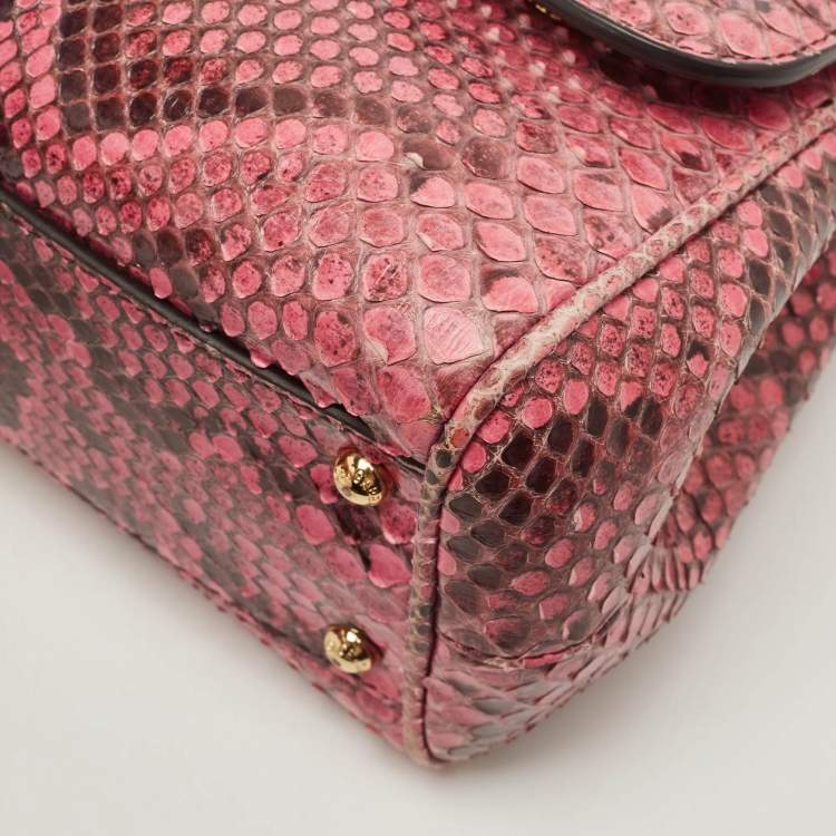 Pre Owned Dolce & Gabbana Pink Python Medium Miss Sicily Top Handle Bag